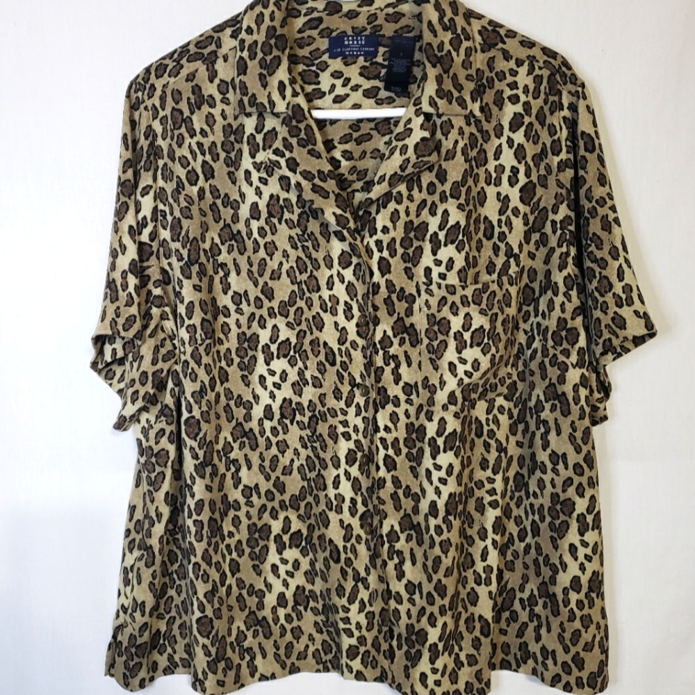 A Liz Clairborne Company Crazy Horse Cheetah Animal Print Women Blouse Size 1